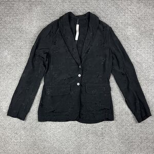 Raquel Allegra Blazer Womens 2 Black Embroidered Floral Silk Blend Jacket USA